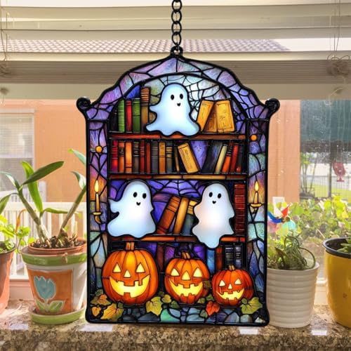 Ghostly Bookshelf Acrylic Suncatcher - Image 4