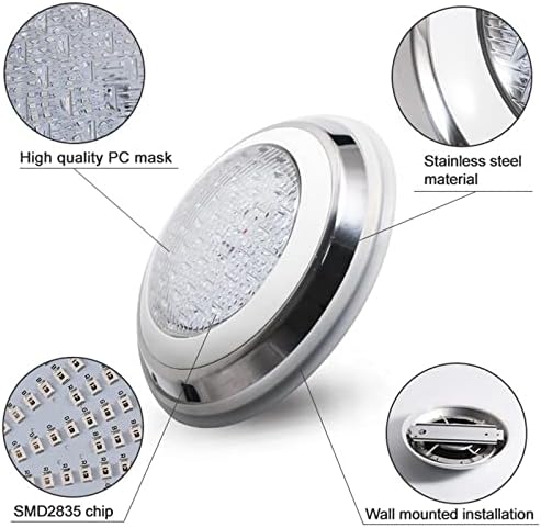 Stainless Steel LED Swimming Pool Light IP68 Waterproof 12V Outdoor RGB Underwater Light Pond LED Piscina Luz Submersible Lamps (Color : Blue Light, Size : 35W D300xH70mm) - Image 3