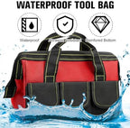 Sanwuta 3 Pack 16 Inch Tool Bags, Classic, Red, Army Green, Yellow - Image 3