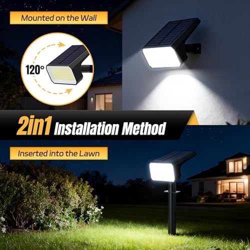 Solar Spot Lights Outdoor Waterproof, 4 Pack, 118 LED Cool White - Image 6