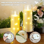 kakoya 11" x 4" Large Outdoor Waterproof Flameless LED Candles with Remote and Timer,Acrylic Pillar Candles Battery Operated with Embedded Star String for Porch,Patio,Outdoor Decor,Set of 2(Ivory) - Image 3