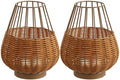 JONATHAN Y Elian 10" Faux Wicker Cordless Lamp, Light Brown, Set of 2 by JONATHANY