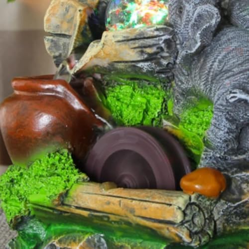 Tabletop Fountain Resin Microscape with LED Lights, Indoor Outdoor Flowing Water Decor for Stress Relief - Image 7