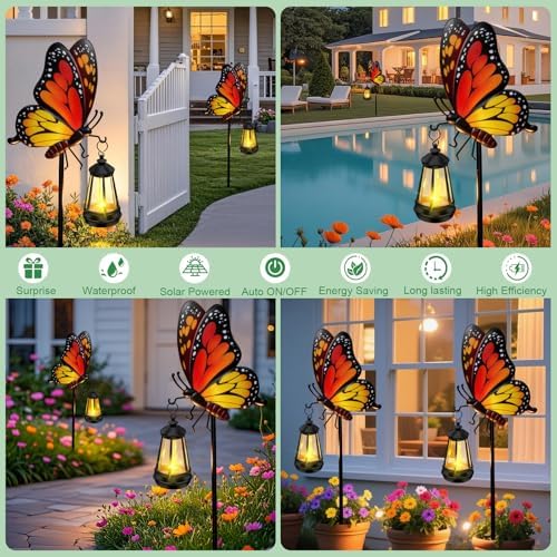 Solar Lights Outdoor 2 Packs 32.28in Garden Butterfly with Solar Lights - Image 4