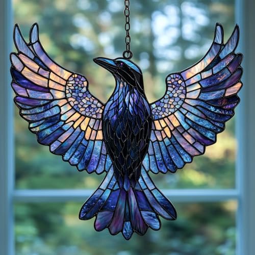 Rising Raven Mosaic Effect Acrylic Suncatcher by AVAGAN