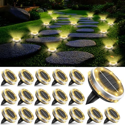 SenLuKit 18 Pack Outdoor Solar Ground Lights with 4 Side Light（Warm White） by SenLuKit