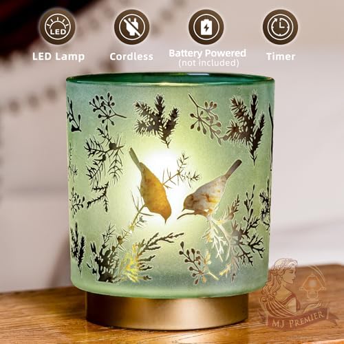 MJ PREMIER Battery Operated Lamps Cordless, Bird Lamp for Home Decor, Green - Image 2