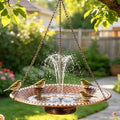 19.6" Large Bird Bath with Solar Fountain, LED & Battery Hanging Birdbath by Unknown
