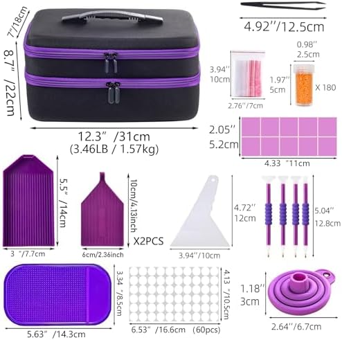 LEIYULY 180 Slots Storage Container for Diamond Art Kits with Diamond Art pens Tools and Portable Bead Storage Boxes - Image 2