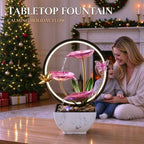 11'' H Pink Indoor Desktop Tableop Fountain Decoration, Fountain with LED Lights for Meditation and Zen Water Scenery, Festival Decorations - Image 4