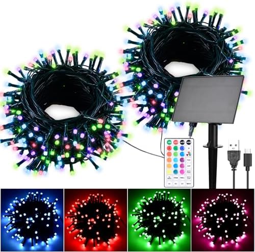 80Ft Solar String Lights for Outside Color Changing LED Christmas Lights by Hozplex