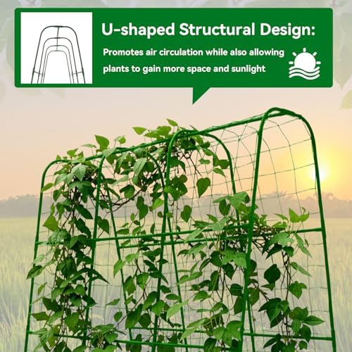 Cucumber Trellis for Raised Bed with Plastic Coated Steel Pipe-63"*50",Grn - Image 5