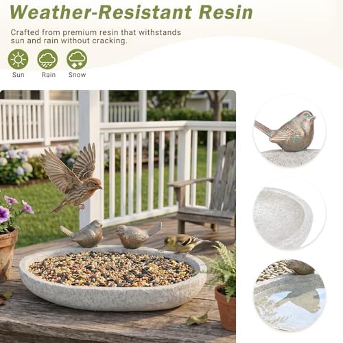 MUMTOP Bird Baths for Outdoor, Resin Garden Ground Birdbath Bowl Yard Decor - Image 3