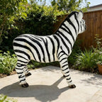 18.49" Faux Zebra Garden Statue, Resin Indoor Outdoor Ornament, Black White - Image 6