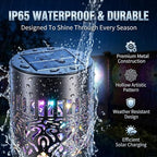 Decorative Solar Mandala Lights Outdoor Waterproof LED Metal Solar Powered Wall Fence Lights for Garden Yard Deck Step Patio Pool Lawn Back Yard Exterior Wall Decorative Lighting(#B,2PCS) - Image 5