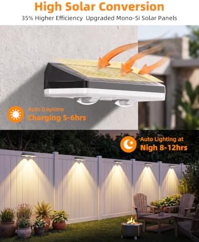 Solar Fence Lights Outdoor, 12 Pack 3CCT & RGB 13 Colors Fence Lights Solar Powered Ultra-Bright LED Lens Waterproof Outdoor Solar Lights for Fence, Backyard, Railing, Patio, Wall, Step, Deck - Image 5