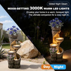 35.5" H Outdoor Water Fountain with Planter & LED Lights, Cascading Waterfall Garden Water Feature, Stone-Look Fountain for Patio Backyard Porch Decor - Image 4