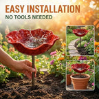 Handmade Metal Flower Garden Stake Bird Bath, Bee Watering Station with Colorful Butterfly & Flower Design – Decorative Bee Feeder Bowl for Outdoor Yard, Garden Decor (2pc) - Image 2