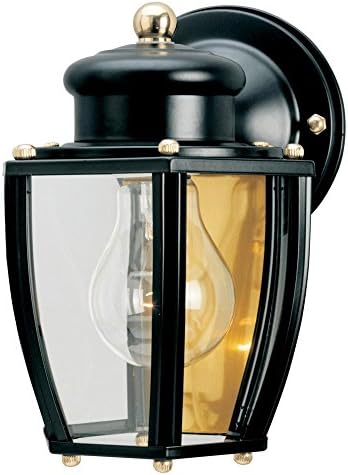 Westinghouse 6696100 One-Light Exterior Wall Lantern, Matte Black Finish on Steel with Clear Curved Glass Panels by Unknown