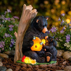 C&Y&G&X Solar Bear Garden Statue Lights, Black Bear & Cub Outdoor Resin Yard Decor for Patio Porch Lawn, Solar Garden Figurine with Light-Up Beehive, Housewarming Gifts for Garden Lovers - Image 5