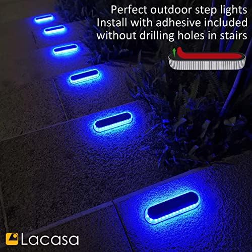 Lacasa Solar Dock Lights Marine 4-Pack - Solar Powered Blue LED Deck & Step Lights, IP68 Waterproof for Patio, Walkway, Pathway, Backyard - Image 3