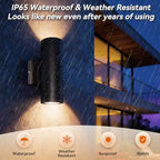 JO.KO Up Down Lights Outdoor, Cylinder Wall Lights 10.24" 2 Pack, 2700K Warm White Porch Light in 2 Lights, Matte Black Waterproof Wall Sconce, Aluminum Exterior Light Fixture Wall Mount - Image 3