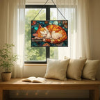 Sleeping Cat Curled in Window Light Rectangular Stained Glass Suncatcher – Hanging Window Panel with Animal & Nature Scene – Vibrant Glass Art Gift for Wildlife, Fantasy, Nature Lovers ZqhdE1 - Image 7