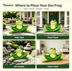 Teaeeno Meditation Frog Sculpture, 13" Handcrafted Resin Zen Frog Statue - Image 7