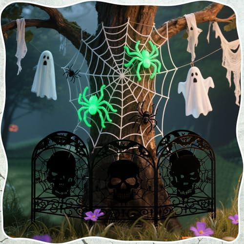 Yaocom 12 Pack Halloween Skull Fence, 16.5" H x 11.8" W Metal Outdoor Decor - Image 6