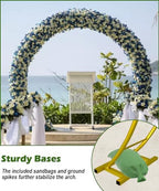 Queension 8Ft Wide 7Ft High Metal Wedding Arch for Ceremony Party, Gold - Image 3