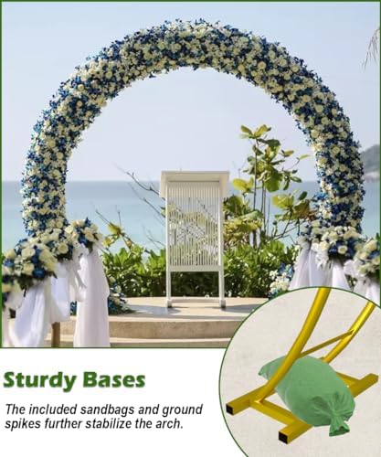 Queension 8Ft Wide 7Ft High Metal Wedding Arch for Ceremony Party, Gold - Image 3