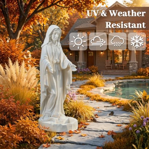 25'' Virgin Mary Statue with Bird Feeder Garden Decor Outdoor - Image 5