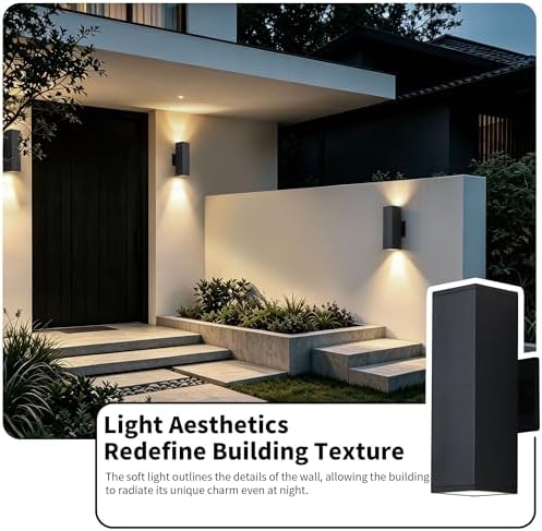 Modern Outdoor Wall Light Fixtures, 6 Pack Wall Light Fixtures with Up and Down 7W LED Bulbs, Wall Sconce for Porch, Garage, Garden - Image 4