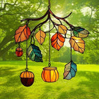Autumn Leaves Branch Acorn Fall Acrylic Suncatcher - Image 3