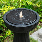 23.23" H Outdoor Water Fountain Made with Eco-Friendly Recyclable Materials, Polyethylene Bird Bath Bubbler Water Fountain Outdoor, Garden Decor with LED Light & Pump for Patio (Black) - Image 6