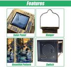 Solar Lantern Stained Glass Artwork Loon Lake Pine Trees Sunset Hunting Garden Hanging Lantern Waterproof Solar Powered Lighting Outdoor Table Lamp for Deck Yard Patios Trees Decor - Image 4