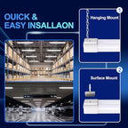 hykolity 4 Pack Linkable LED Shop Light for Garage, 2FT 22W Utility Light Fixture, 2500lm, 5000K Daylight LED Workbench Lighting with Power Cord, Hanging or Flush Mount, White - ETL - Image 3