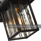 Outdoor Wall Lights Exterior, Front Porch Lights, Wall Sconce Wall Mount, Waterproof Wall Lantern with Water Ripple Glass, Black Lighting Fixtures for Garage, Patio House-2 Packs - Image 3