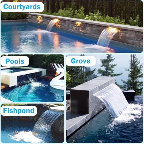 Outdoor Waterfall Fountain for Garden & Patio, 18in Wall Spout with Connector, Modern Embedded Design for Pond & Pool, Elegant Water Feature for Landscape - Image 5
