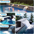 Outdoor Waterfall Fountain for Garden & Patio, 18in Wall Spout with Connector, Modern Embedded Design for Pond & Pool, Elegant Water Feature for Landscape - Image 5