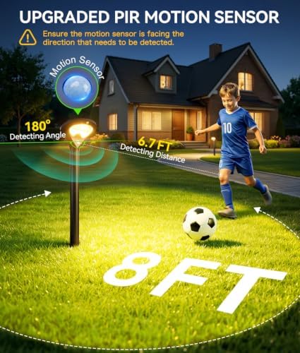 ELECLINK 400LM Solar Pathway Lights Outdoor with Motion Sensor, 4 Pack - Image 4