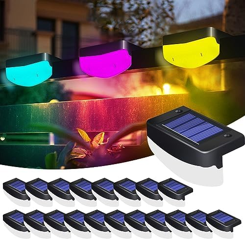 LED Solar Step Lights, 20 Pack Solar Deck Lights Outdoor IP65 Waterproof Pool Side Lighting Decor for Stairs Fence Yard Driveway Pathway Yard Backyard, RGB Color Changing by TTiiLoe