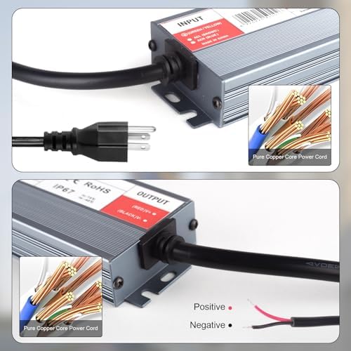 QNNP® LED Driver 150 Watts 24V DC with Plug, Waterproof Low Voltage Transformer Power Supply Transformer Adapter AC 85V-265V to 24V DC, IP67 LED Power Supply for Outdoor Indoor Lighting - Image 3