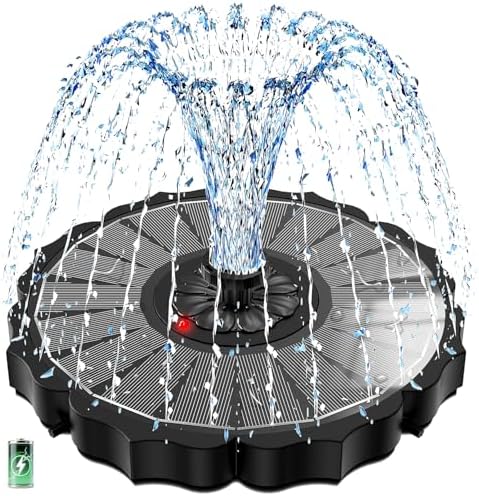 SZMP Solar Fountain, Works in Cloudy with 2000mAh Battery Backup, Glass Solar Powered Bird Bath Fountain with Smart Status Indicators, 3.5W, 8 Nozzles, for Garden, Outdoor (Black) by SZMP