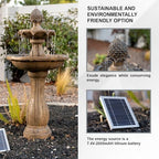 XBrand 44" H Solar Water Fountain, Two-Tier Outdoor Garden Fountain with Bird Bath, Fiberglass Resin Design, & Auto Shut-Off Pump for Patio Yard Decor - Image 5