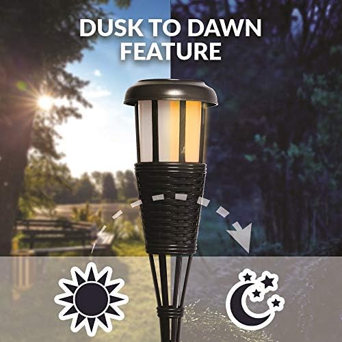 Newhouse Lighting FLTORCH4-B Solar-Powered Flickering Flame Outdoor Island Torches, 4-Pack, Dark Chocolate,Black - Image 6