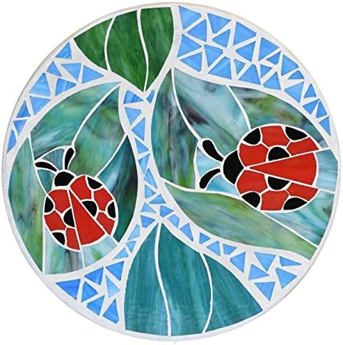 Bieye MSS001 Ladybug Tiffany Style Stained Glass Stepping Stone, 12" Round by Bieye
