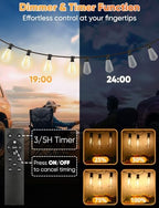 Brightever 180FT LED String Lights with Remote Control, 2700K/4000K/5000K Selectable Outdoor Patio Lights with 56 Shatterproof ST38 Edison Bulbs, 3 Modes Dimmable Outside Light for Yard, Porch - Image 4