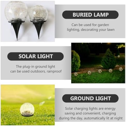 Solar Crackle Glass Ball Outdoor Solar Ground Light 15cm 30 LED Warm Yellow Landscape Buried Lamp for Garden Patio Lawn Pathway - Image 4