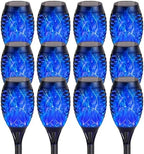 Solar Torch Flame Lights with Flickering Blue Flame, Waterproof Outdoor Landscape Decoration Lighting for Garden, Lawn, Yard, Solar Powered (12) by Unknown